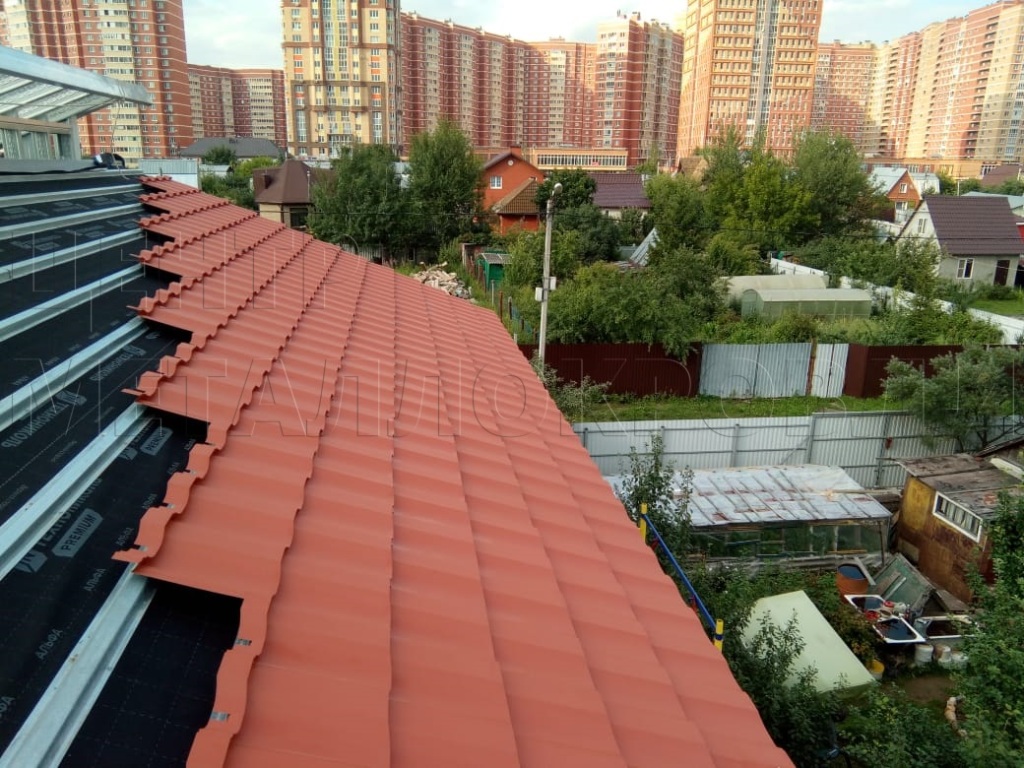 Металлочерепица Геркулес 8004 терракотовый Стальной Бархат от Центра Металокровли в Набережных Челнах