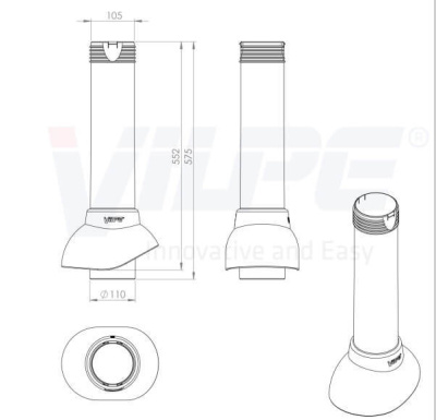 741124 Вентиляционный выход канализационного стояка 110/500 (коричневый) чертеж