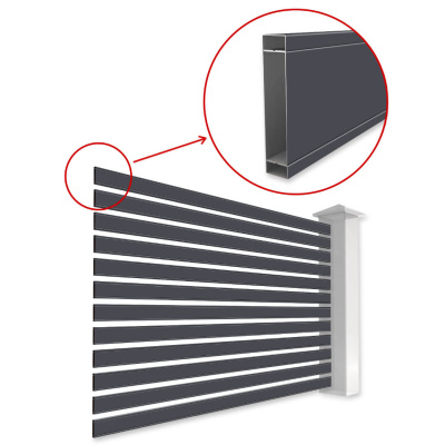 Металлопланкен ВСТАВКА для забора ранчо RAL7024-7024 МАТТЕ Серый Графит матовый двусторонний на секции