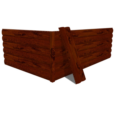 Фото сайдинга металлического (металлосайдинга) Блок-Хаус под бревно с покрытием Printech (Корея) дерево Темное дерево для фасада дома