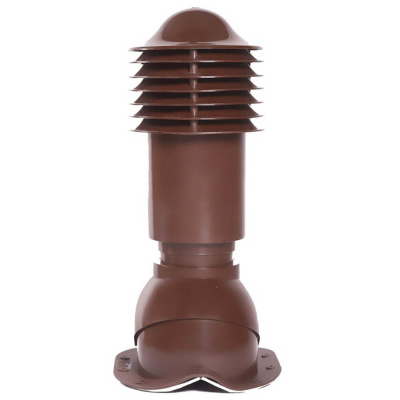 Труба вентиляционная VIOTTO d150мм h650мм для металлочерепицы RAL8017 коричневая утепленная вид спереди