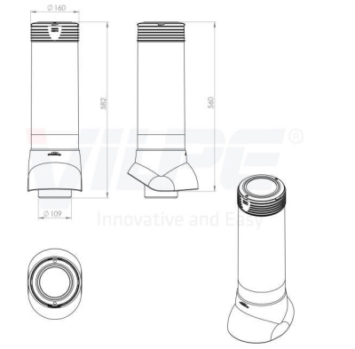 741664 Вентиляционный выход канализац.стока изолир. 110/160/500 (коричневый) чертеж