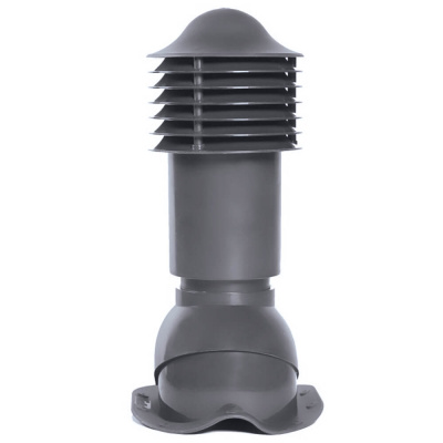 Труба вентиляционная VIOTTO d110мм h550мм для металлочерепицы RAL7024 серый графит утепленная вид спереди